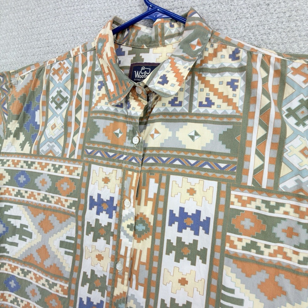 Vintage Woolrich Southwestern Aztec Shirt Women's XL 90s Cotton Short Sleeve